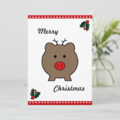 Roy the Kerstmis Pig Feestdagenkaart (Staand voorkant)