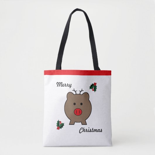 Roy the Kerstmis Pig Holiday Tote Bag (Voorkant)