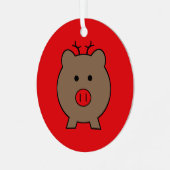 Roy the Kerstmis Pig Metalen Ornament (Voorkant links)