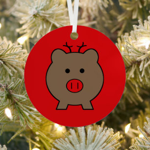 Roy the Kerstmis Pig Metalen Ornament