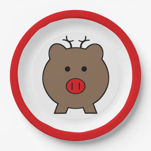 Roy the Kerstmis Pig Papieren Bordje (Voorkant)