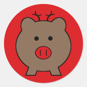 Roy the Kerstmis Pig Ronde Sticker