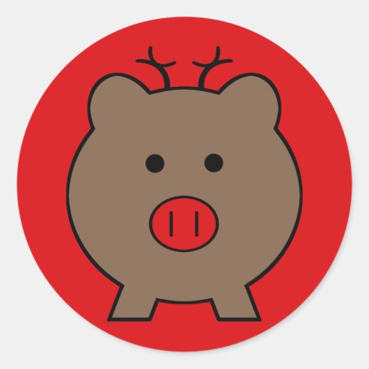 Roy the Kerstmis Pig Ronde Sticker (Voorkant)