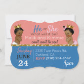 Royal African Gender Reveal Baby shower Kaart (Achterkant)
