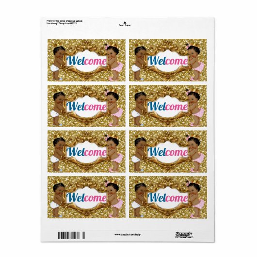 Royal African Mini Glitter Champagne Flesetiketten Etiket (Full Sheet)
