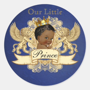 Royal African Prince  Blauw & Goud  Elegant Ronde Sticker