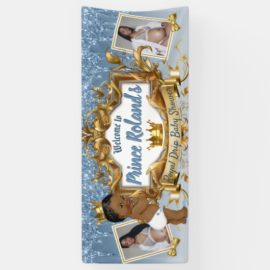 Royal African Prince Blue Glitter Drip (2 foto's) Spandoek (Verticaal)