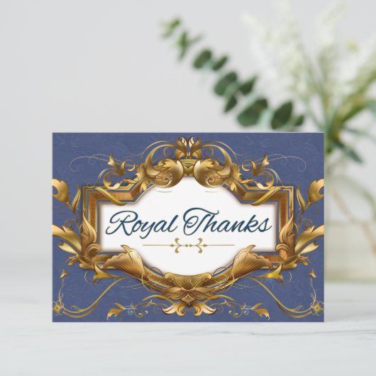 Royal African Prince Blue|Gold Bedankt kaarten (Staand voorkant)