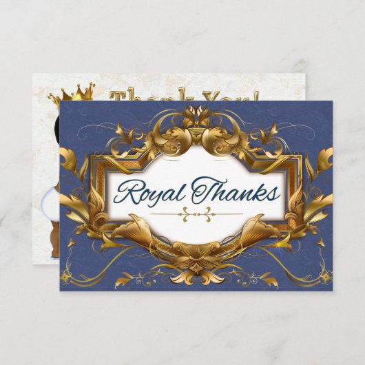 Royal African Prince Blue|Gold Bedankt kaarten (Voorkant / Achterkant)