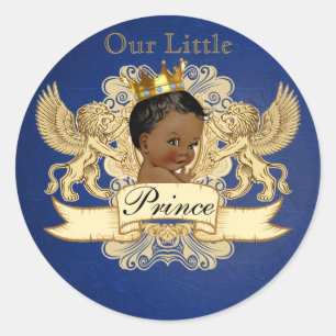 Royal African Prince Blue & Gold Elegant Ronde Sticker