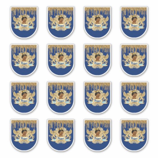 Royal African Prince Blue & Gold Mini Sanitizer Sticker (Voorkant)