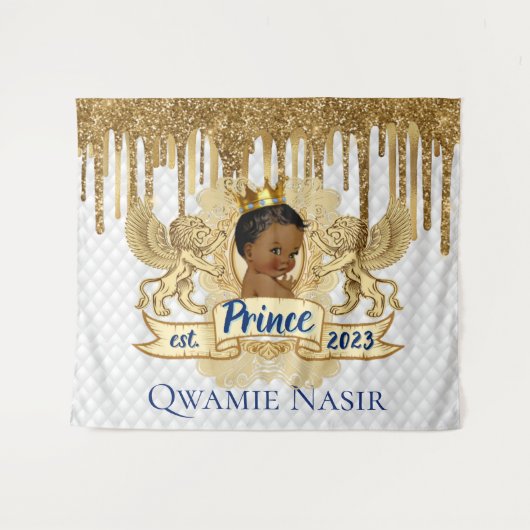 Royal African Prince Gold Glitter Drip Backdrop Wandkleed (Voorkant (horizontaal))