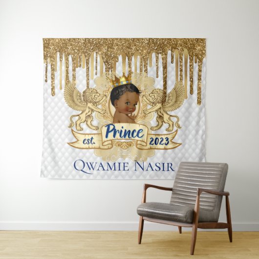 Royal African Prince Gold Glitter Drip Backdrop Wandkleed (In Situ (horizontaal))