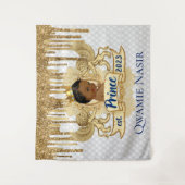 Royal African Prince Gold Glitter Drip Backdrop Wandkleed (Voorkant)