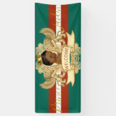 Royal African Prince Green|Red Baby shower Welcome Spandoek (Verticaal)