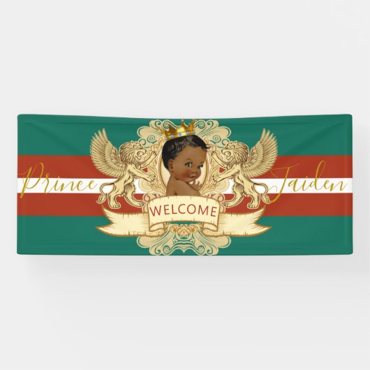 Royal African Prince Green|Red Baby shower Welcome Spandoek (Horizontaal)