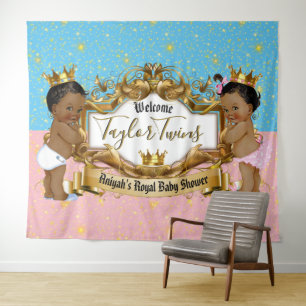 Royal African Prince & Princess Blue   Roze goud Wandkleed