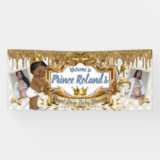 Royal African Prince White|Gouden Glitter-2 foto's Spandoek (Horizontaal)