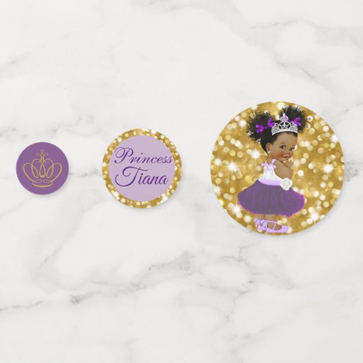 Royal African Princess Fancy Paarse goudglitter Confetti (Achterkanten)