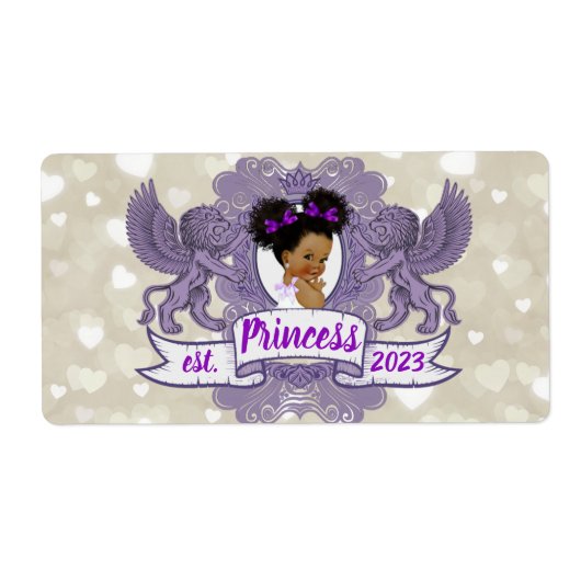 Royal African Princess-Paars Fancy Mini Champagne Etiket (Voorkant)