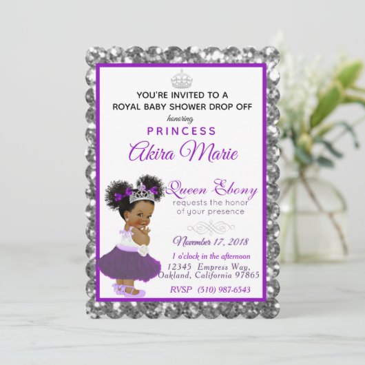 Royal African Princess Paars|Silver Glitter Fancy Kaart (Staand voorkant)