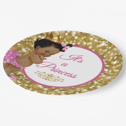 Royal African Princess Pink en Gold Glitter Fancy Papieren Bordje (Gekanteld)