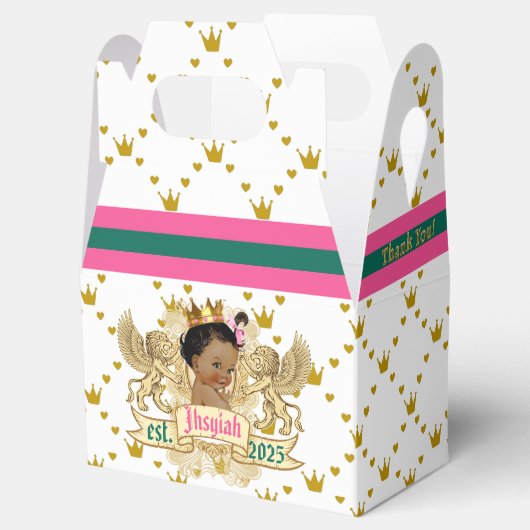 Royal African Princess Pink en Green Elegant Bedankdoosjes (Geopend)