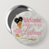 Royal African Princess Pink|Gold Fancy Ronde Button 4,0 Cm (Voorkant /achterkant)