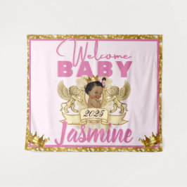 Royal African Princess Pink|Gold Glitter Backdrop Wandkleed