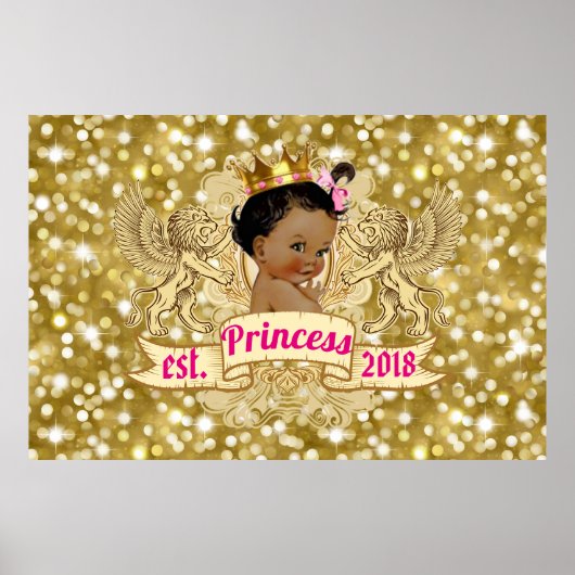 Royal African Princess Pink|Gold Glitter Fancy Poster (Voorkant)