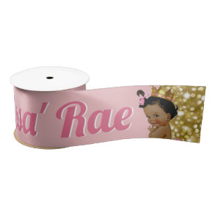 Royal African Princess Pink & Gold Glitter Satijnen Lint