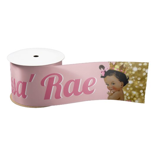 Royal African Princess|Pink & Gold Glitter Satijnen Lint (Spoel)