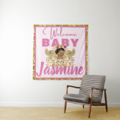 Royal African Princess Pink|Gouden Glitter Achterg Wandkleed (In situ)