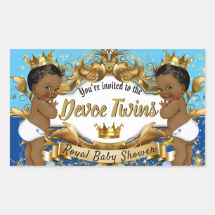 Royal African Twin BOYS  Blauw & Goud Sparkles Rechthoekige Sticker