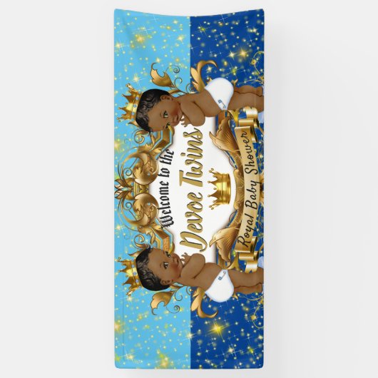 Royal African Twin Boys| Blue and Gold Sparkles Spandoek (Verticaal)