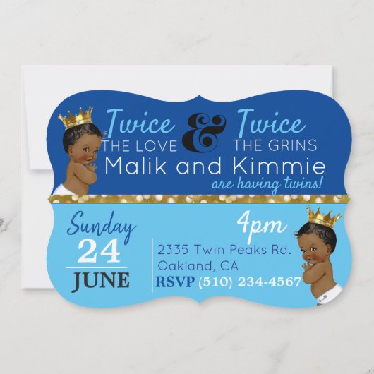 Royal African Twin {BOYS} Light|Dark Blue en Gold Kaart (Achterkant)