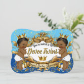 Royal African Twin {BOYS} Light|Dark Blue en Gold Kaart (Staand voorkant)