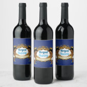 Royal African Twin Boys |Royal Blauw & Goud Elegan Wijn Etiket (Flessen)