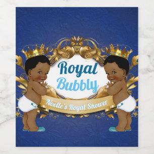 Royal African Twin Boys Royal Blauw & Goud Elegan Wijn Etiket