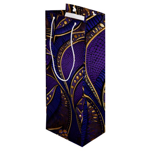 Royal Afro Wax Pattern Wijn Cadeautas (Achterkant Gekanteld)