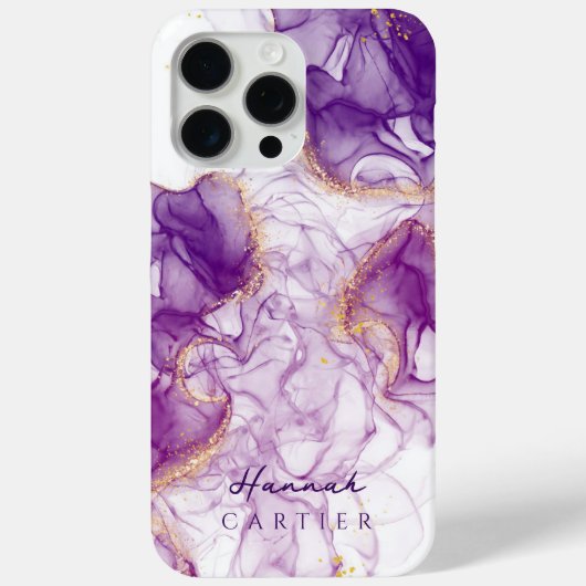 Royal Amethyst GoldGlitter Waterverf  Case-Mate iPhone Case (Achterkant)