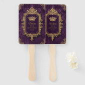 Royal Amethyst Quinceañera, op maat Handwaaier (Voorkant en achterkant)