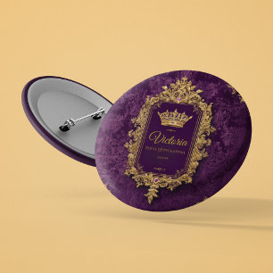 Royal Amethyst Quinceañera, op maat Ronde Button 3,2 Cm
