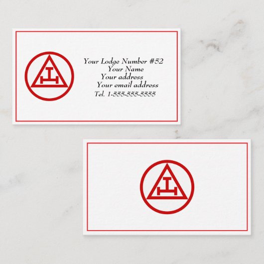 Royal Arch Vrijmetselaar Symbool Vrijmetselaar Visitekaartje (Voorkant / Achterkant)