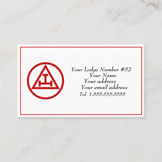 Royal Arch Vrijmetselaar Symbool Vrijmetselaar Visitekaartje (Voorkant)