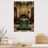 Royal Art Deco Lion Statue Gold Foil Poster (Keuken)