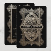 Royal Art Deco Wedding Invitations - Gold Foil Kaart (Voorkant / Achterkant)