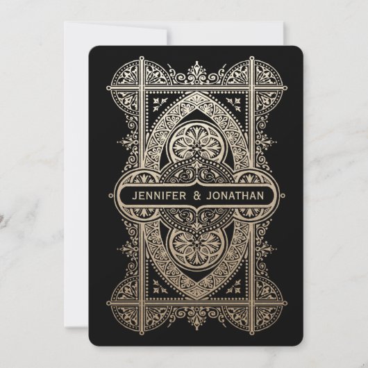 Royal Art Deco Wedding Invitations - Gold Foil Kaart (Voorkant)