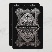 Royal Art Deco Wedding Invitations - Silver Foil Kaart (Voorkant / Achterkant)
