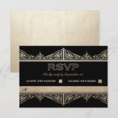 Royal Art Deco Wedding RSVP-kaarten - Gold Foil RSVP Kaartje (Voorkant / Achterkant)